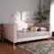 Baxton Studio Oksana Modern Glam and Luxe Light Pink Velvet Fabric and Gold Finished Queen Size Daybed 174-10986-Zoro - alternate 3